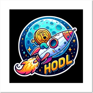 To the Moon Bitcoin - HODL Posters and Art